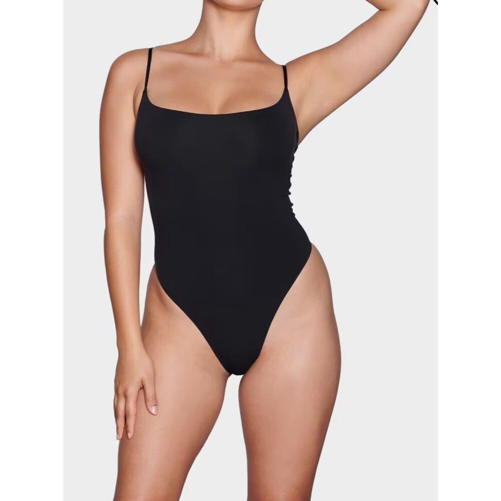 NEW Skims Fits Everybody Square-Neck Bodysuit - Onyx Black Size XXS